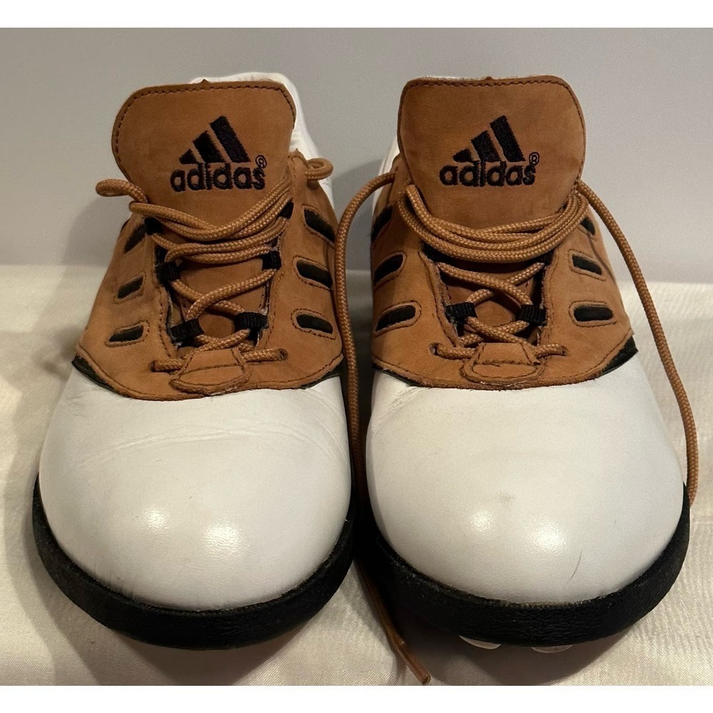 Adidas Womens Tan White Leather EVN 791 Lace Up Golf Cleats Shoes Sz 6 - Picture 6 of 12